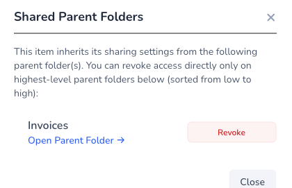 Audit permissions view showing nested share hierarchies